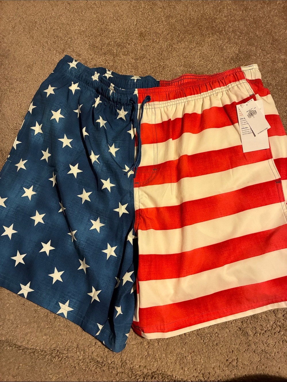 Old Navy Men's Patriotic Flag Swim Shorts - Red, White & Blue